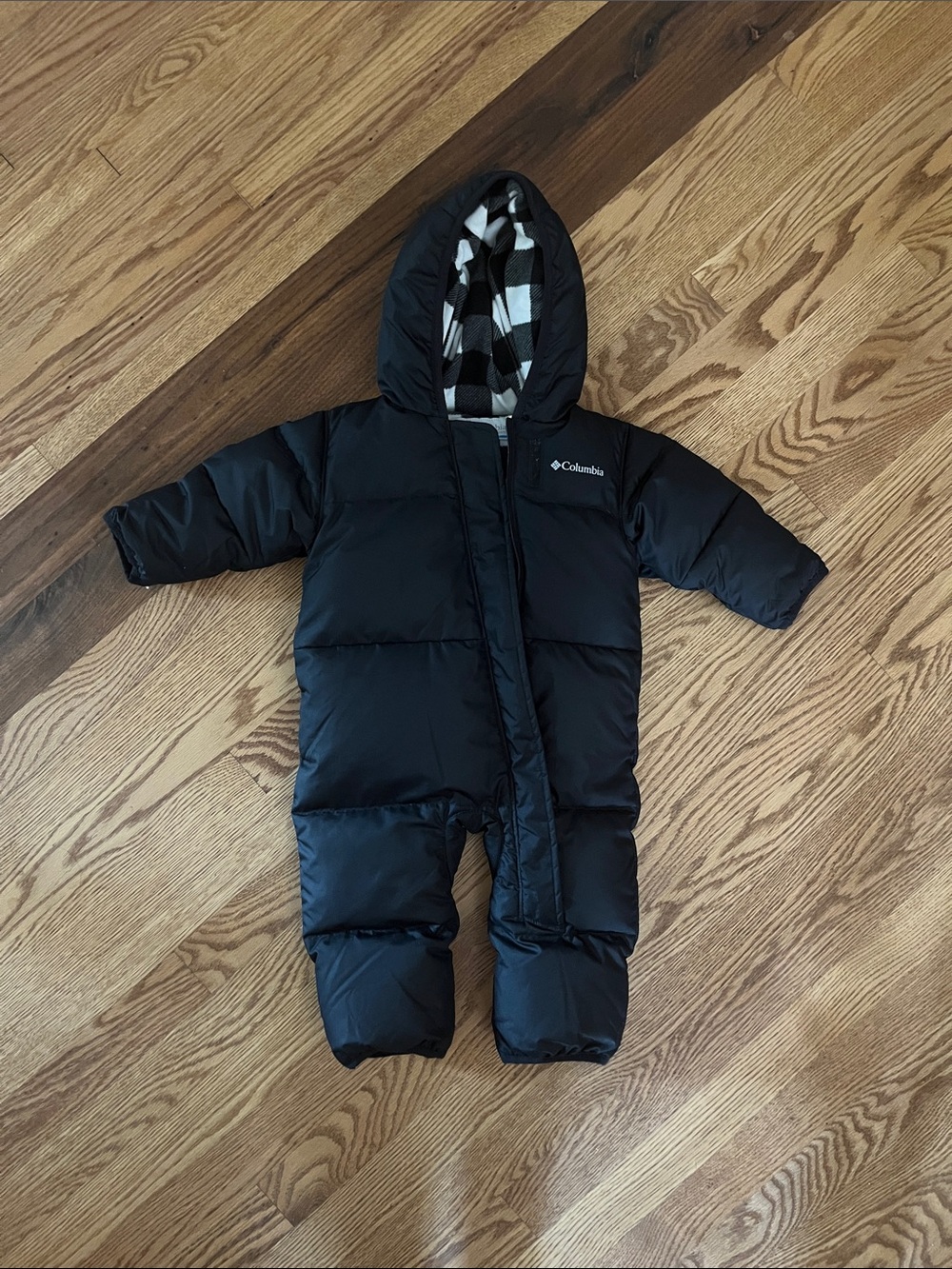 Columbia Black Puffer Kids One-Piece Footie with Hood